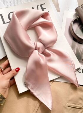 70cm Solid Colors Neckerchief  Scarf For Women Silk Satin He