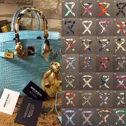 New Silk Small Women Fashion Scarf Hair Bags Handle Decorati