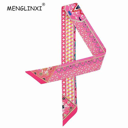 New Geometric Floral Print Silk Scarf Women Luxury Brand Sca