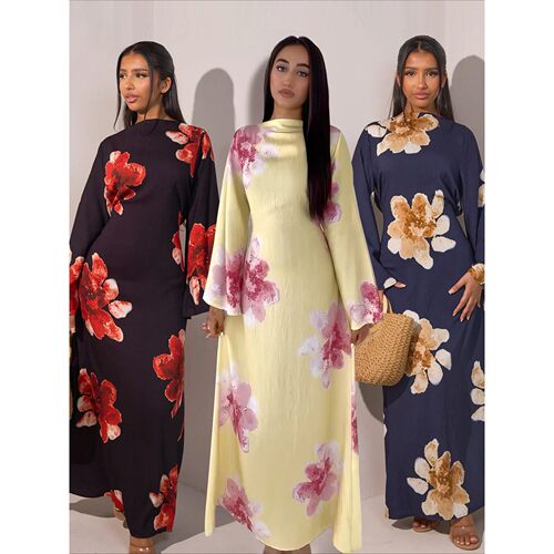 Abay Women Party Print Dress Muslim Jalabiya Dubai Vestidos