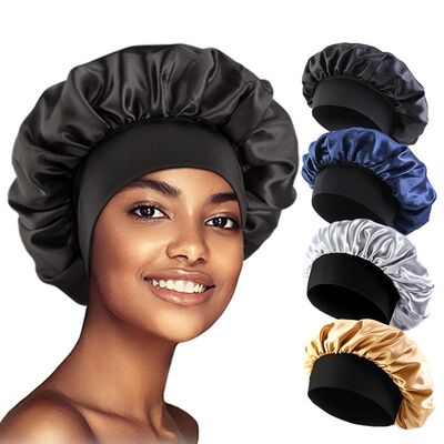 Women's Satin Solid Bonnets Wide-brimmed Night Sleeping Bath
