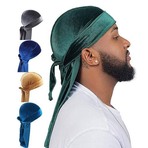 New Unisex Velvet Durags Bandana Turban Hat Men Women Breath
