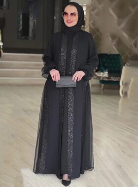 Modest Women Dress Jalabiya Vestidos Elegant Long Gown