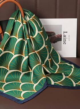 Luxury Print Satin Silk Square Scarf for Women Shawl  Necker