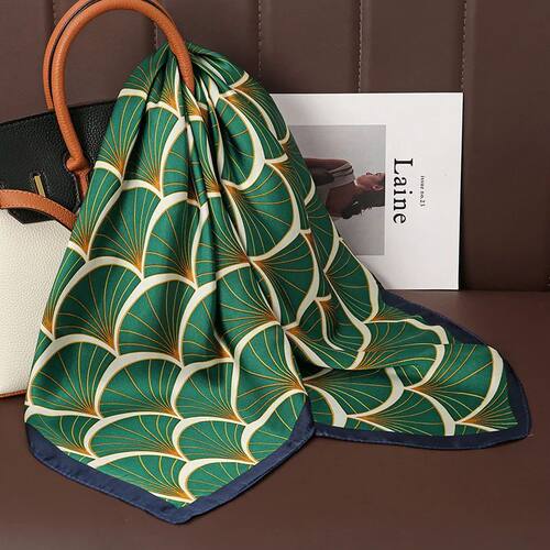 Luxury Print Satin Silk Square Scarf for Women Shawl  Necker