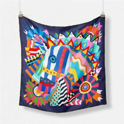 53cm Brand Square Scarf Women Design Horse Luxury Silk Scarf