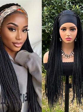 Ombre Brown Long Headband Box Braids Wig Braided African Dre