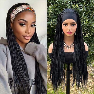 Ombre Brown Long Headband Box Braids Wig Braided African Dre