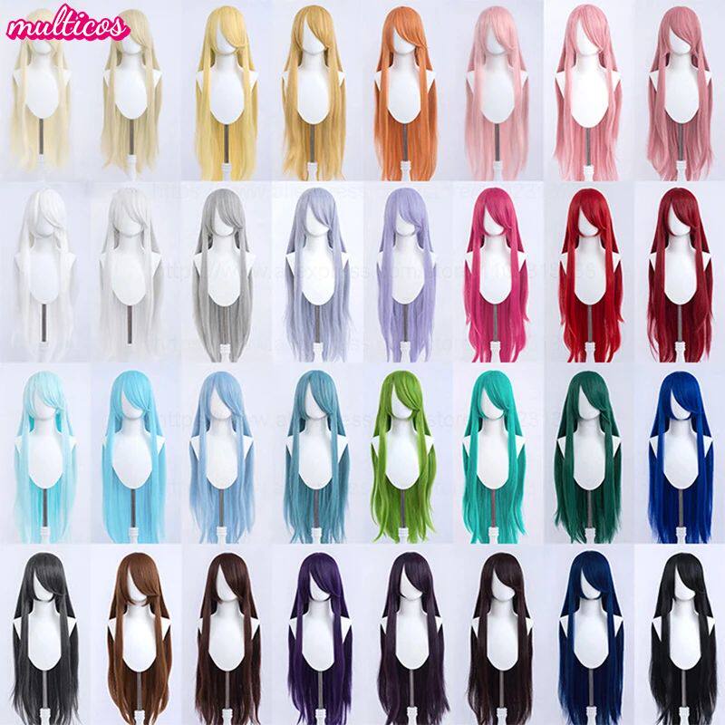 High Quality Anime 100Cm Long Staight Cosplay Wig Black Whit