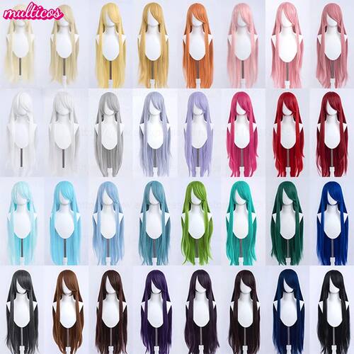 High Quality Anime 100Cm Long Staight Cosplay Wig Black Whit