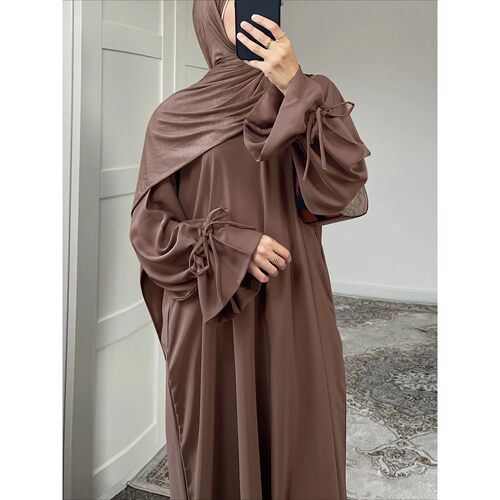 Elegant Bow Jalabiya Abay Lace Up Women Fashion Maxi Dress