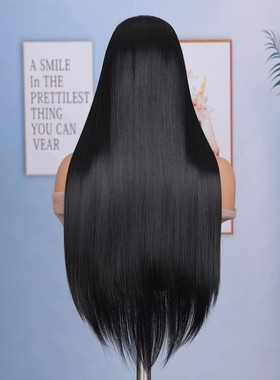 24 Inch Straight Lace Front Chemical Fiber Wigs Black Color