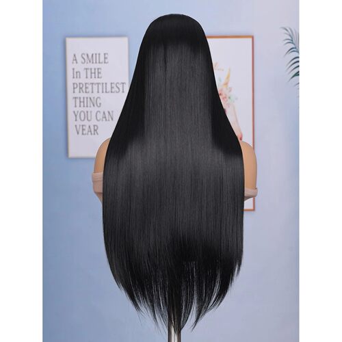 24 Inch Straight Lace Front Chemical Fiber Wigs Black Color