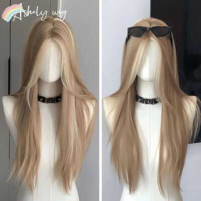 Ashely Wig for Women Long Straight Blonde Brown Wig Asian Am