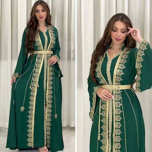 Dress Suit Women  Muslim Abay Party Dresses 2 Piece Sets Emb