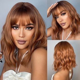 HENRY MARGU Red Copper Ginger Synthetic Wigs with Bangs Medi