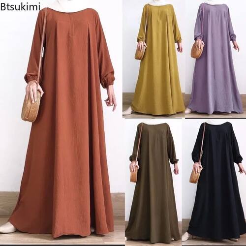 2026 Muslim Modest Abays for Women Long Sleeve Casual Maxi D