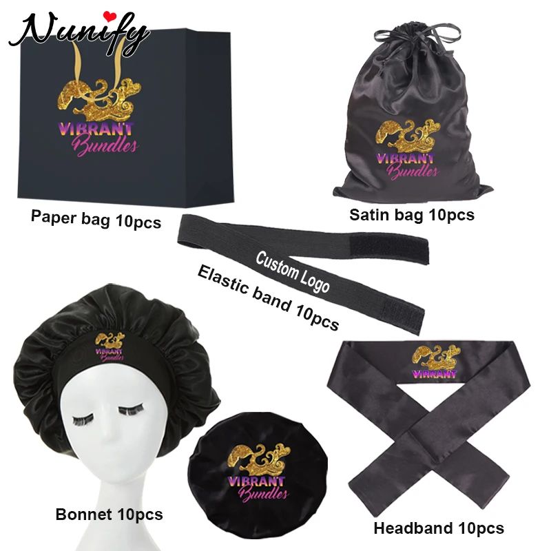 Custom Logo For Hair Packaging Bag Satin Bag With Drawstring