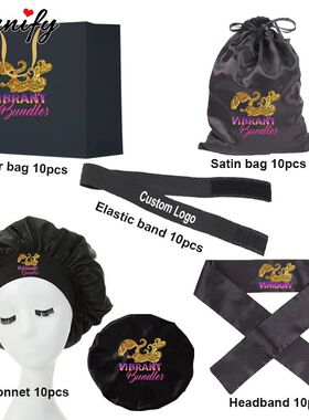 Custom Logo For Hair Packaging Bag Satin Bag With Drawstring
