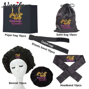 Custom Logo For Hair Packaging Bag Satin Bag With Drawstring