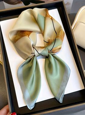 Luxury Print Spring Neck Tie Shawl 2025 Silk Square Scarf Wo