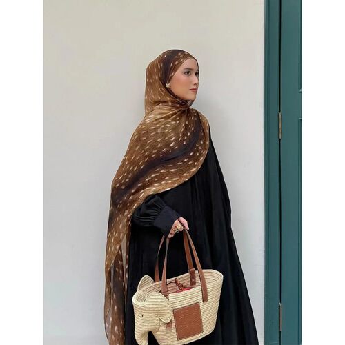 Bohemian Deer Print Hijabs Women Watercolour Shawl Soft Musl