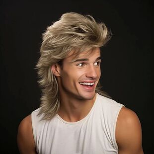 HAIRJOY Synthetic Hair Mullet Wigs for Men 70s & 80s Costume