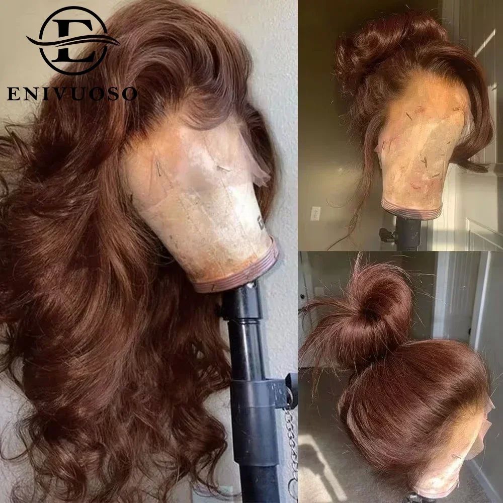 Chocolate Brown Lace Wig with Baby Hair Reddish Brown Colore