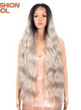 FASHION IDOL 36Inch Cosplay Wigs Synthetic Deep wave Lace Fr