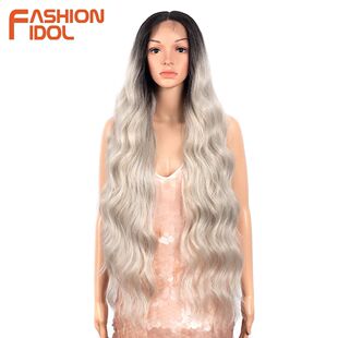 FASHION IDOL 36Inch Cosplay Wigs Synthetic Deep wave Lace Fr