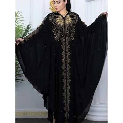 Muslim Dress for Women Bat Sleeve Abay Diamond Jalabiya Moro
