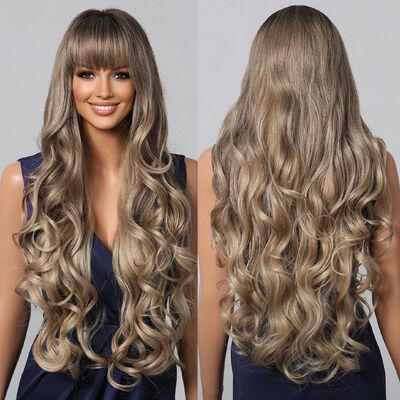 Loose Body Wave Synthetic Wigs Long Brown Blonde Ombre Wig w