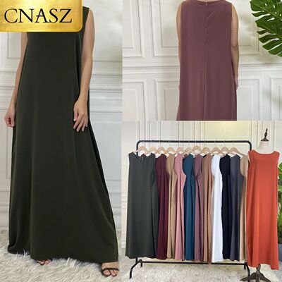 New Sleeveless Lining Dress Long Muslim Woman Abay Moroccan