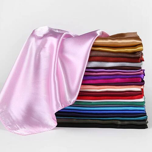 90*90cm Silk Scarves Women Square Satin  Scarf Plain Handker