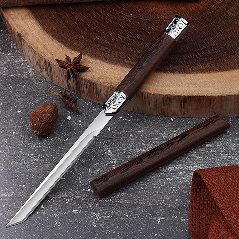 Stainless Steel Sharp Fruit Knife, Fixed Blade, Portable EDC
