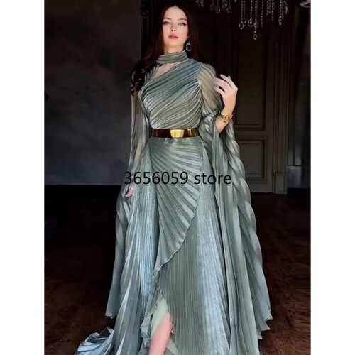 Dubai Party Dress Muslim Abay Women Party Irregular Folds Ja