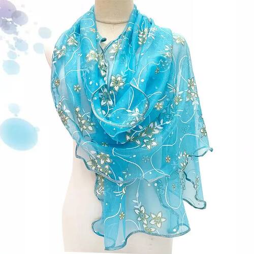 Lace Scarf Women Lightweight Hijab Elegant 2024 Print Silk N