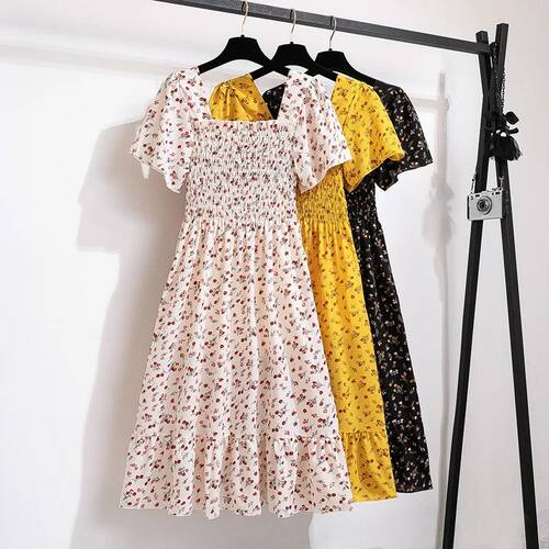 Spring Summer Chiffon Dress Women Midi DressesFemale Short S