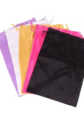 Black Satin Bag For Packaging Hair 1Pcs /3pcs Silk Satin Dra