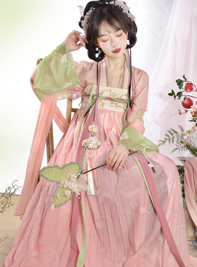 织春集原创【知桃】唐制半臂上襦齐胸襦裙刺绣改良日常春夏款