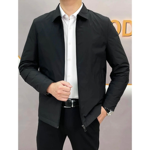 秋冬高端白鹅绒羽绒服男士简约百搭防风保暖外套商务翻领夹克上衣