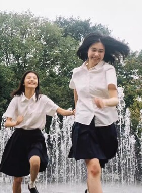 学院风夏季毕业班服JK白色短袖衬衫女学院风男DK衬衣宽松衬衣