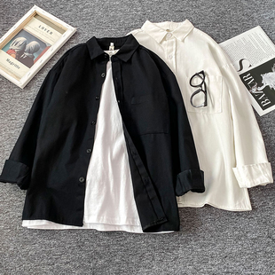 长袖衬衫女基础白色秋季新款bf风宽松设计感小众法式百搭衬衣外套
