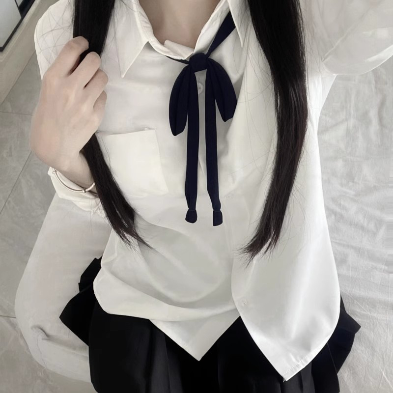 短长袖日系jk制服衬衫女白色学生衬衣夏季百搭宽松基础款上衣简约