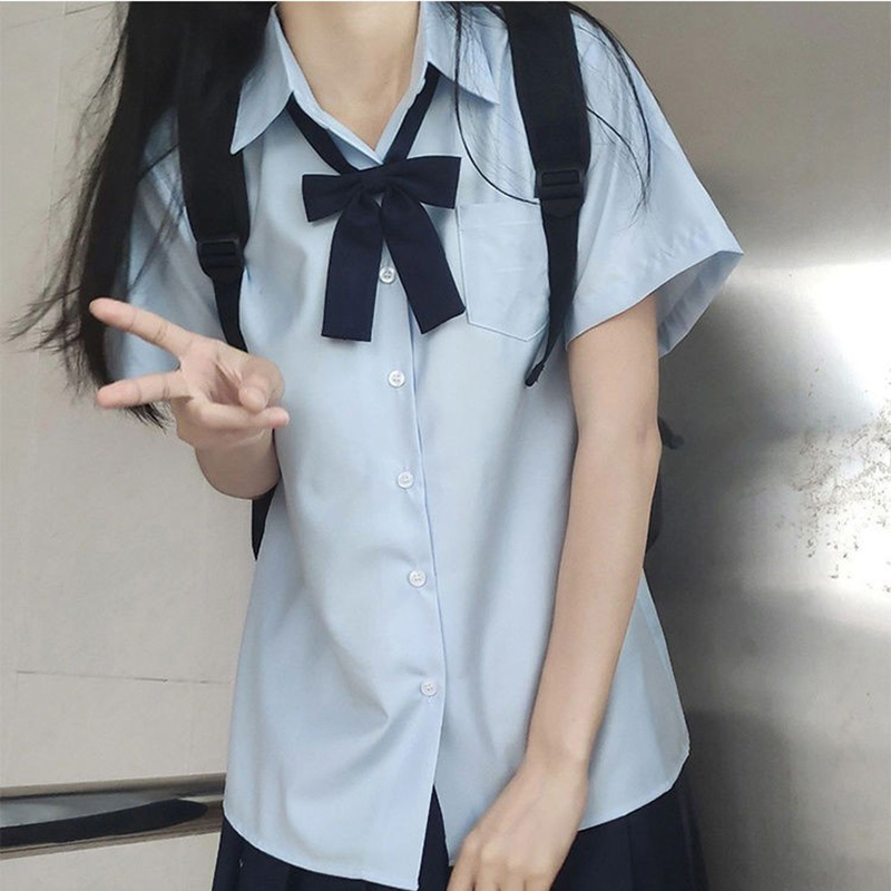 短袖衬衫女夏上衣学院风宽松