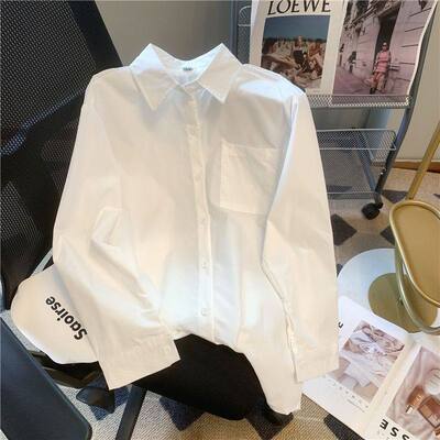 JK制服衬衫女长袖白色基础款春夏日系内搭外穿学院风宽松上衣翻领