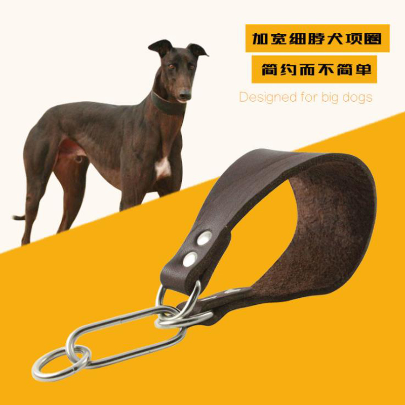 项圈牛皮牵引绳脖圈p链灵缇犬