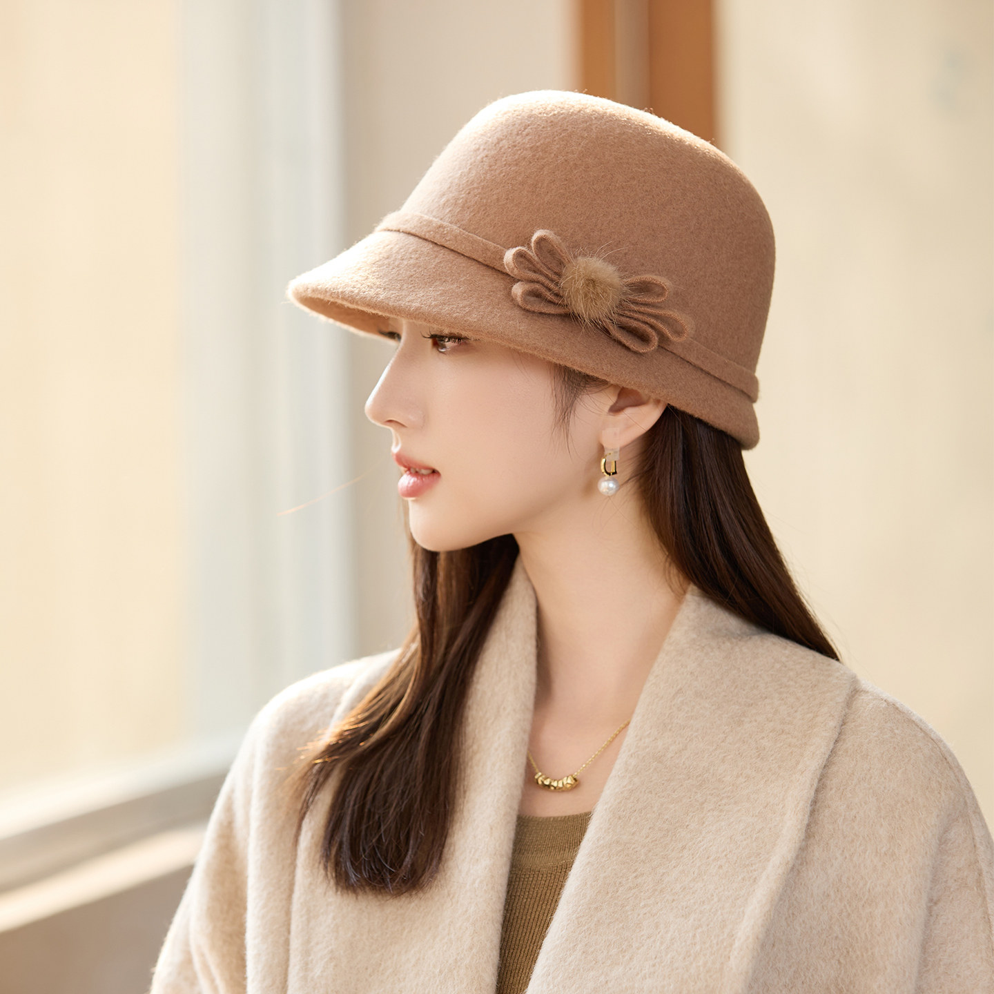 高品质羊毛呢渔夫帽女2025秋冬英伦法式赫本风复古气质款贵妇盆帽,服饰配件/皮带/帽子/围巾,帽子,淘宝优惠券,粉丝福利购,淘宝优惠卷