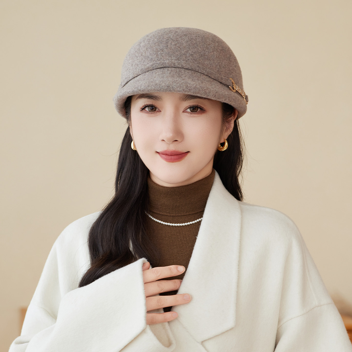 羊毛呢渔夫帽子女2025秋冬英伦法式赫本风礼帽复古气质款贵妇盆帽,服饰配件/皮带/帽子/围巾,帽子,淘宝优惠券,粉丝福利购,淘宝优惠卷