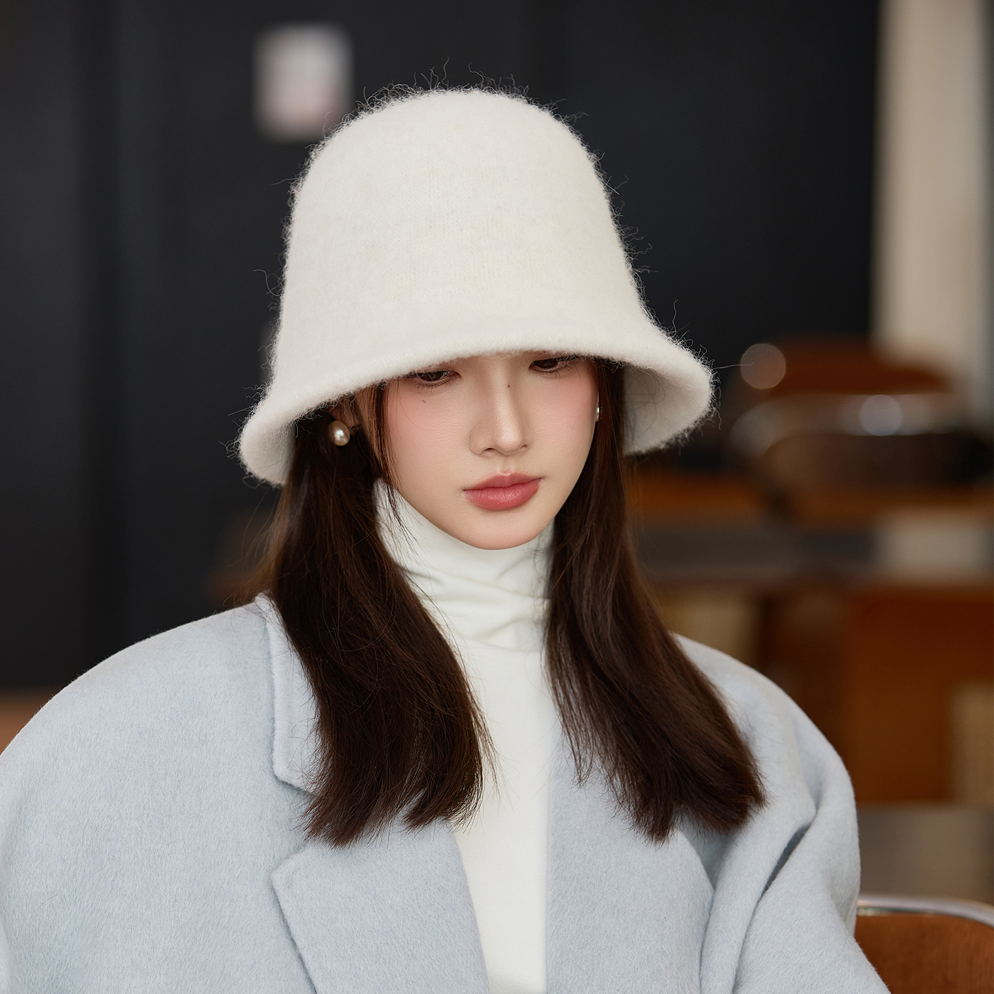 品质羊毛绒纯色渔夫帽女士款